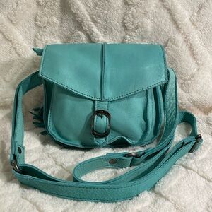 Cut N’ Paste Los Angeles Aqua Leather Small Crossbody Bag